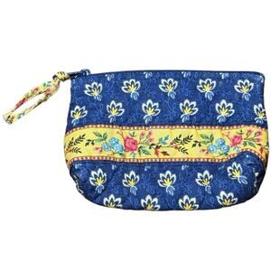 Vera Bradley Maison Blue Quilted Cosmetic Pouch Retired Floral Lined Makeup Bag